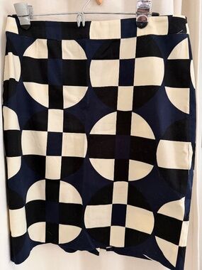 J Crew Blue/Cream Pencil Skirt like new sz 8